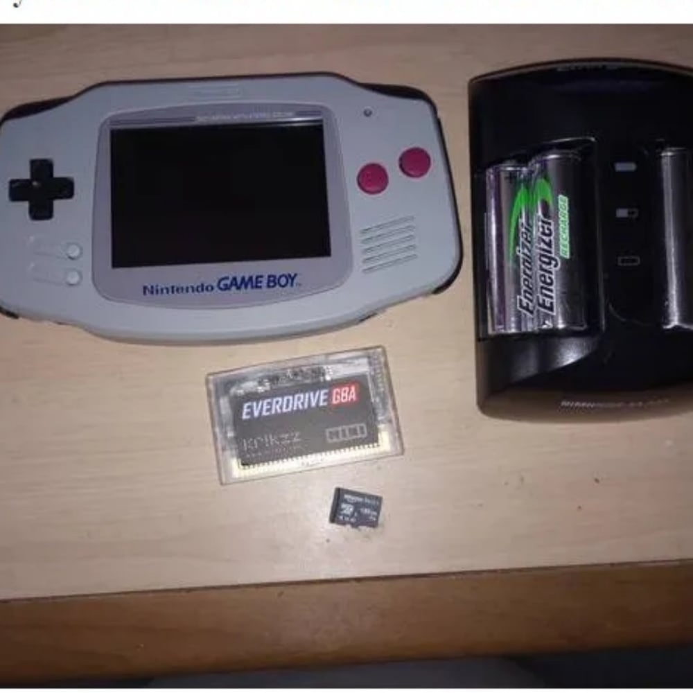 Game Boy Advance with IPS Screen and Eveready Cart